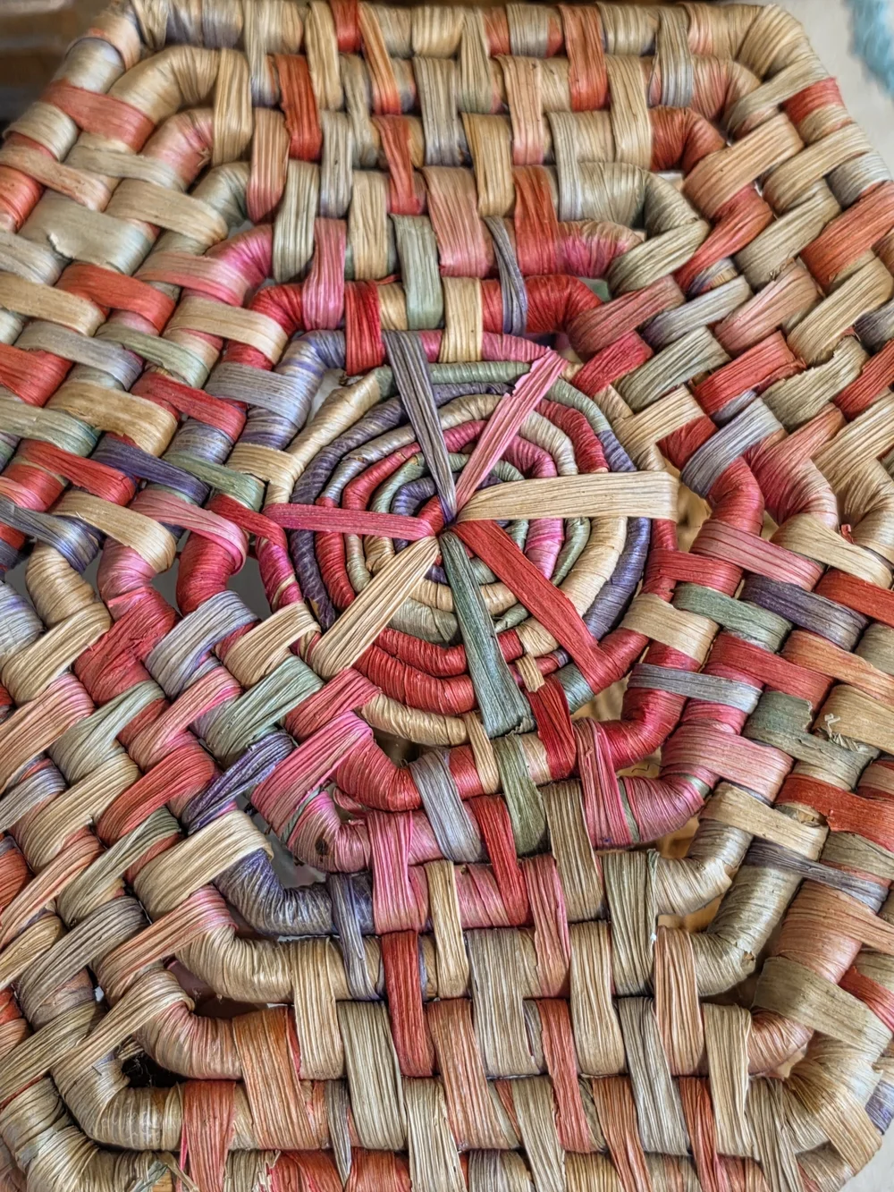 Handwoven Hexagon Storage Basket in Multicolor and Natural